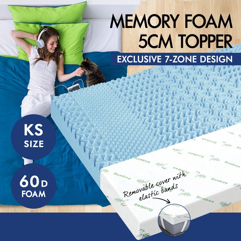 Starry Eucalypt KING SINGLE Memory Foam Mattress Topper 7 Zone  5cm COOL GEL