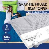 STARRY EUCALYPT Memory Foam Mattress Topper 7-Zone Graphite Infused 8cm Single