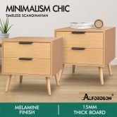 ALFORDSON 2x Bedside Table Nightstand Side Storage Cabinet Wood Scandinavian