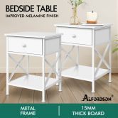 ALFORDSON 2x Bedside Table Retro Wood Nightstand Vintage Storage Cabinet Wooden Side Table White