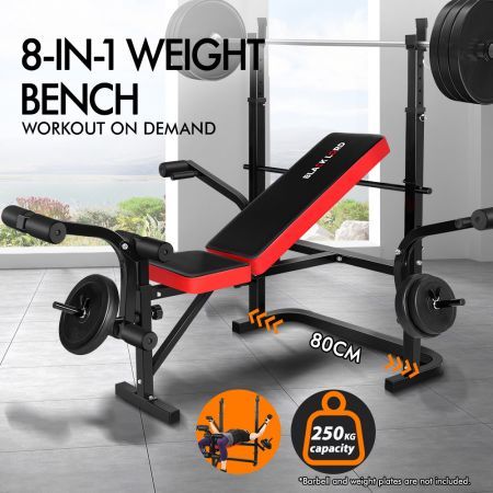 BLACK LORD Weight Bench 8in1 Press Multi-Station Fitness Home Gym Station 80CM Frame Width