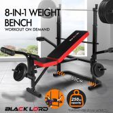 BLACK LORD Weight Bench 8in1 Press Multi-Station Fitness Home Gym Station 80CM Frame Width