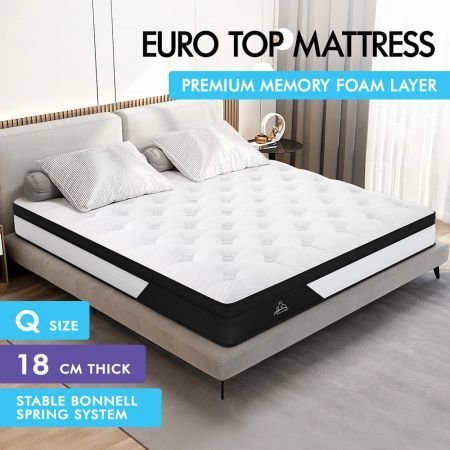 STARRY EUCALYPT Queen Mattress Bonnell Spring Queen Size Foam Bed Medium 18cm
