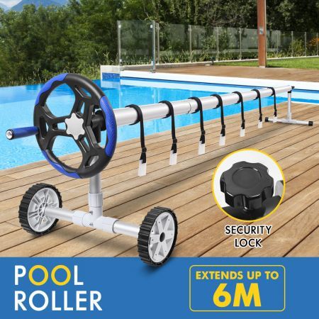ALFORDSON Pool Cover Roller 6m Adjustable Solar Blanket Reel Swimming Blue