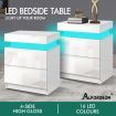 ALFORDSON 2x Bedside Table RGB LED Nightstand 2 Drawers 4 Side High Gloss White