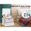 ALFORDSON 2x Bedside Table RGB LED Nightstand 2 Drawers 4 Side High Gloss White