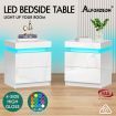 ALFORDSON 2x Bedside Table RGB LED Nightstand 2 Drawers 4 Side High Gloss White