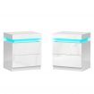 ALFORDSON 2x Bedside Table RGB LED Nightstand 2 Drawers 4 Side High Gloss White