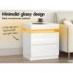 ALFORDSON 2x Bedside Table RGB LED Nightstand 2 Drawers 4 Side High Gloss White