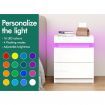 ALFORDSON 2x Bedside Table RGB LED Nightstand 2 Drawers 4 Side High Gloss White