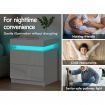 ALFORDSON 2x Bedside Table RGB LED Nightstand 2 Drawers 4 Side High Gloss White