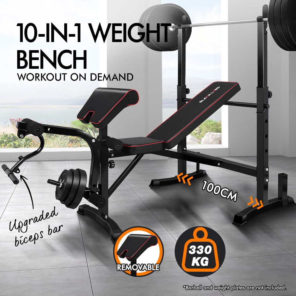 BLACK LORD Weight Bench 10in1 Press Multi-Station Fitness Home Gym Equipment