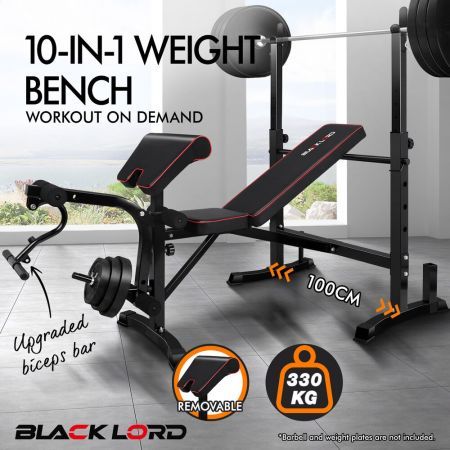 BLACK LORD Weight Bench 10in1 Press Multi-Station Fitness Home Gym Equipment