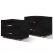 ALFORDSON 2x Bedside Table Nightstand 4 Side High Gloss Black Side End Table Black