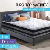 STARRY EUCALYPT Single Size Mattress Pocket Spring Latex Euro Top 36cm 7 zone