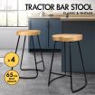 ALFORDSON 4x Bar Stools 65cm Tractor Kitchen Wooden Vintage Chair Natural