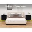 ALFORDSON 2x Bedside Table RGB LED Nightstand 3 Drawers 4 Side High Gloss Black