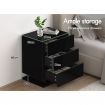 ALFORDSON 2x Bedside Table RGB LED Nightstand 3 Drawers 4 Side High Gloss Black