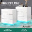 ALFORDSON 2x Bedside Table RGB LED Nightstand 3 Drawers 4 Side High Gloss White