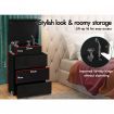 ALFORDSON 2x Bedside Table RGB LED Nightstand 3 Drawers 4 Side High Gloss Black