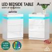 ALFORDSON 2x Bedside Table RGB LED Nightstand 3 Drawers 4 Side High Gloss White