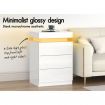 ALFORDSON 2x Bedside Table RGB LED Nightstand 3 Drawers 4 Side High Gloss White
