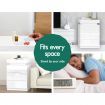 ALFORDSON 2x Bedside Table RGB LED Nightstand 3 Drawers 4 Side High Gloss White