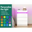 ALFORDSON 2x Bedside Table RGB LED Nightstand 3 Drawers 4 Side High Gloss White