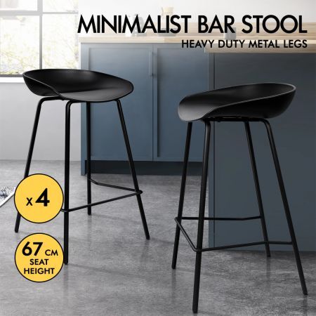 ALFORDSON 4x Bar Stools Finn Kitchen Dining Chair Metal Footrest BLACK