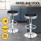 ALFORDSON 4x Bar Stools Sade Kitchen Swivel Chair Leather Gas Lift BLACK