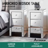 ALFORDSON 2x Mirrored Bedside Table Cabinet Nightstand Side End Table Drawers