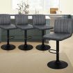 ALFORDSON 4x Bar Stools Macias Kitchen Swivel Chair Leather Gas Lift GREY