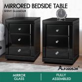 ALFORDSON 2x Mirrored Bedside Table Cabinet Nightstand Side End Table Drawers