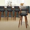 ALFORDSON 4x Wooden Bar Stools Eden Kitchen Barstools Swivel Dining Chair BLACK