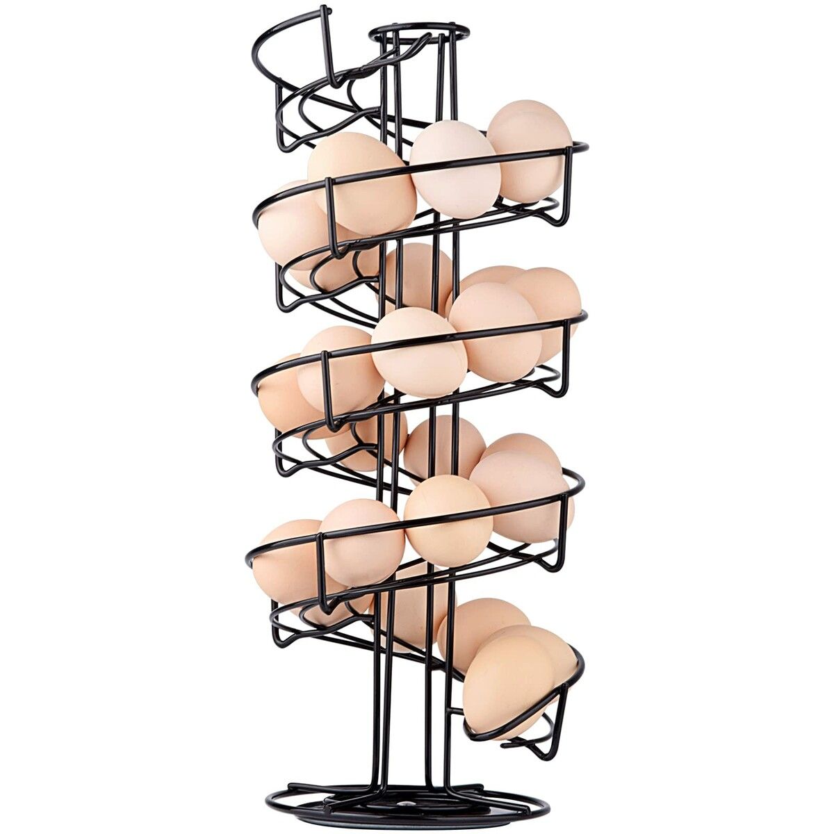 Spiral Design Metal Egg Skelter Dispenser Rack Storage Display Rack-Black