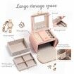 Jewelry Box 3 Tier Travel Jewelry Boxes Pu Leather Jewelry Handbag Organizer  Gift for Her Mother day Pink