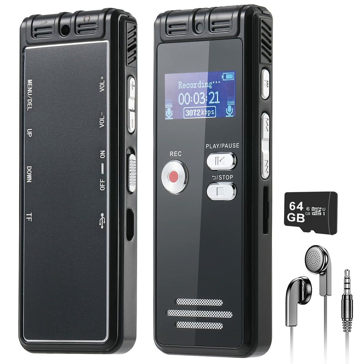 64GB Digital Voice Recorder for Lectures Meetings,Tape Recorder Audio ...