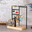 Earring Holder 4 Tier Ear Stud Holder with Wooden Tray,Jewelry Organizer Holder for Rings Necklaces Bracelets Black