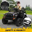 Kids Electric Car Parental Remote Control Ride On Truck Toy Jeep 12V Vehicle Spring Suspension LED AUX Port Black
