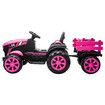 Kids Electric Cars Ride On Toy Tractor Trailer Vehicle Parental Remote Control Pink 12V Battery MP3 Safety Belt LED Light