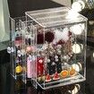 Acrylic Jewelry Storage Box Earring Display Stand Organizer Holder with 3 Vertical Drawer (Transparent)