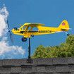 Piper J3 Cub Airplane WeathervaneOutdoor Airplane Weathervanes Windmill Decoration for Yard/Garden/Patio Lawn Gifts for Flight Lovers (20*18cm)