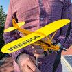 Piper J3 Cub Airplane WeathervaneOutdoor Airplane Weathervanes Windmill Decoration for Yard/Garden/Patio Lawn Gifts for Flight Lovers (20*18cm)