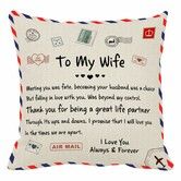 Pillow Covers To My Wife,  Envelope Decorative Square Throw Pillow Case For Wife Mother's Day Birthday Valentines Gifts (To My Wife)