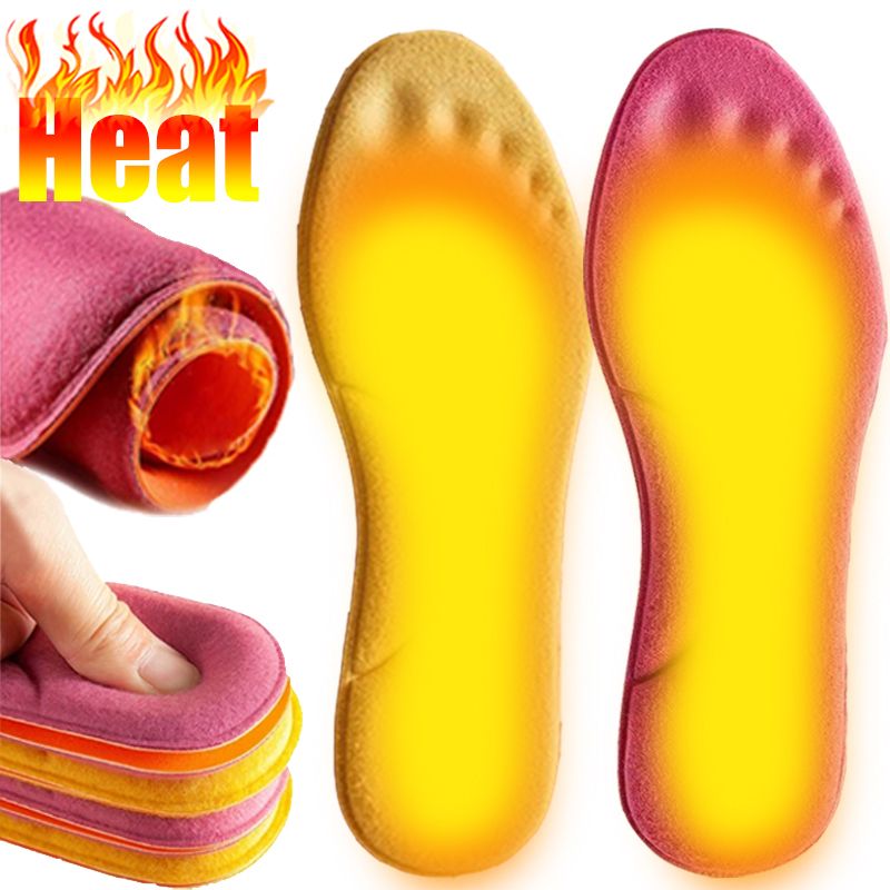 Self-heated Insoles Feet Massage Thermal Thicken Insole Memory Foam Shoe Pads Winter Warm Men Women Sports Shoes Pad Accessories Color Yellow Size 45-46