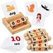 Montessori Wooden Reading Blocks Flash Cards Short Vowel Letters Educational Alphabet Learning Toys for Preschool Boys Girls Toys