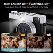 4K Digital Camera with Viewfinder Flash & Dial,48MP Vlogging Camera for Photography and Video Autofocus Anti-Shake,Travel Portable Digital Camera with SD Card 2 Batteries,16X Zoom Fashion Camera