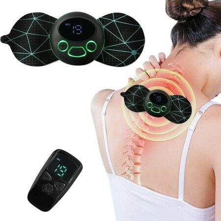 Back Massager for Back Pain, Mini Body Massager for Lower Back and Neck Pain, 8 Modes 19 Levels, Wireless and Portable Neck Massager(1 Pack)