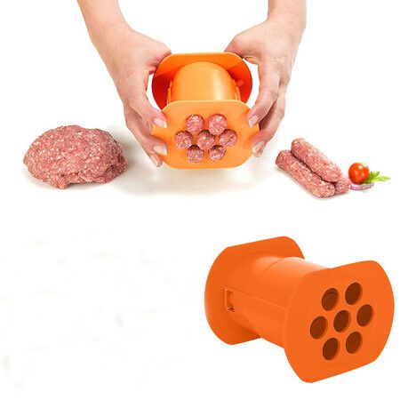 One Press Cevapcici Maker Kitchen Hot Dog Burger Meat Sausage Handmade Gadget Tool Color Orange
