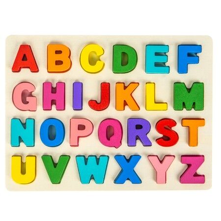 Alphabet Puzzle Wooden Puzzles for Toddlers 1-5 Year Old, Toys with Puzzle Board & Letter Blocks  Preschool Educational for Girls Boys Gift